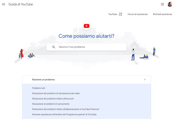 Assistenza YouTube