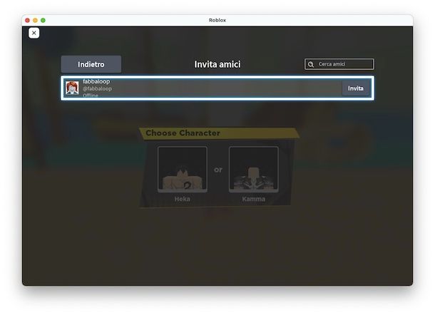Invitare gli amici Roblox