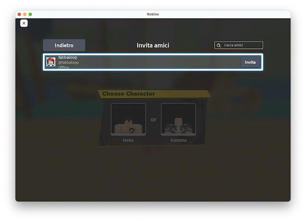 Invitare gli amici Roblox