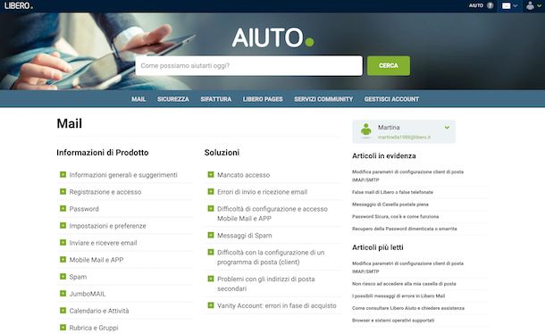 Aiuto Libero Mail