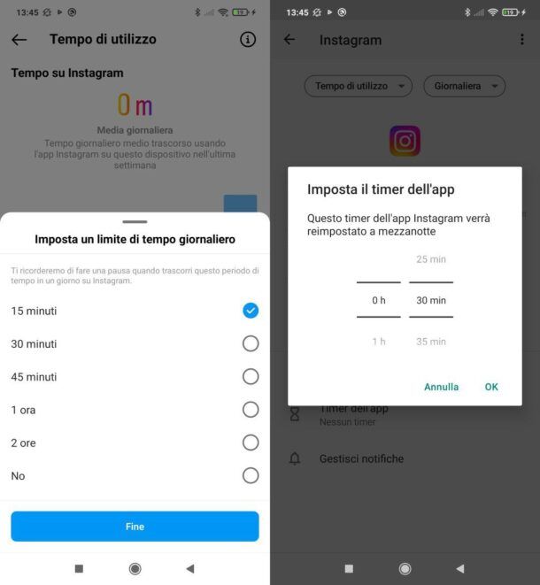 Attivare limiti di utilizzo di Instagram su Android