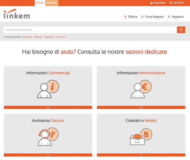 Assistenza online Linkem