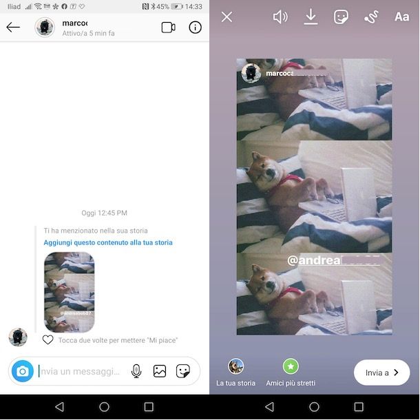 Condividere storie Instagram altrui da Android