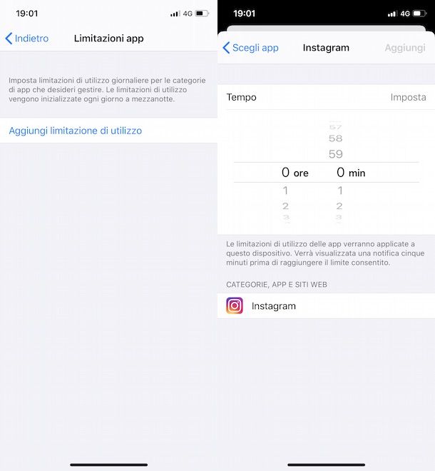 Limitare uso Instagram su iPhone