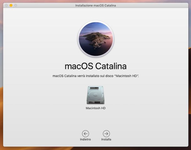 Aggiornare a macOS Catalina