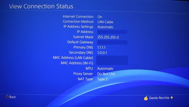 Verificare le impostazioni di connessione PS4