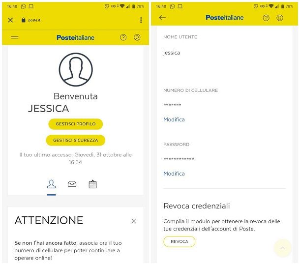 Come cambiare password app Poste Italiane