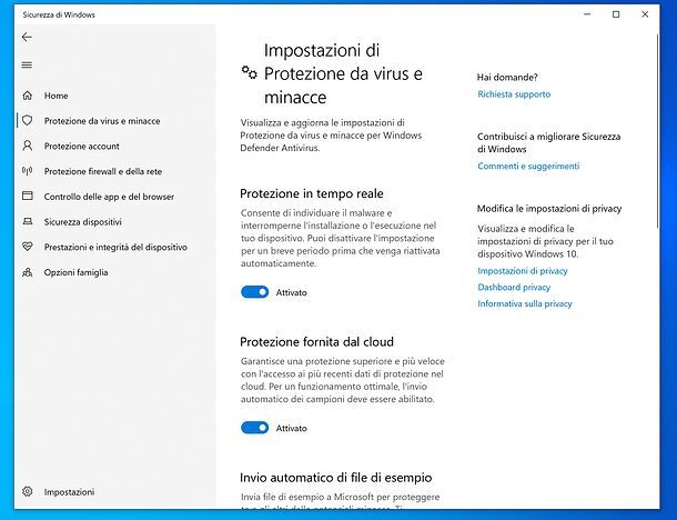 Sicurezza di Windows 10