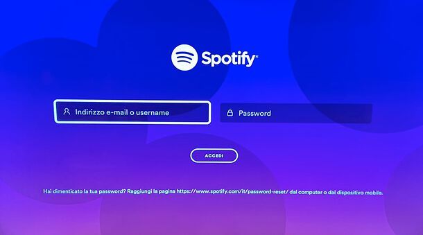 Accesso Spotify su PS4