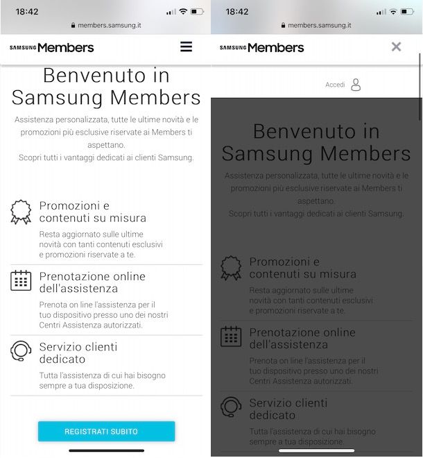 Accedere a Samsung Members