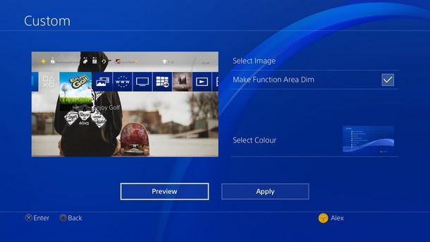 Procedura per il cambio di sfondo PS4