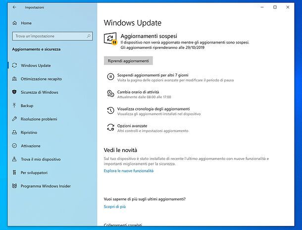 Aggiornamenti Windows 10