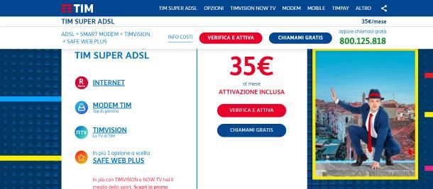Offerte ADSL senza linea telefonica TIM