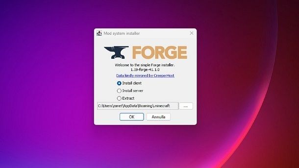 Come cambiare versione di Minecraft Forge