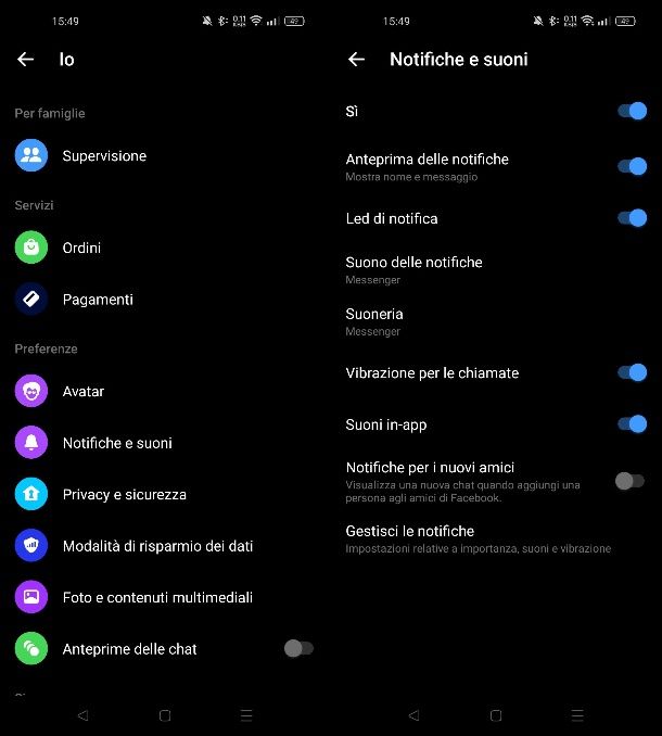 Come attivare notifiche Messenger