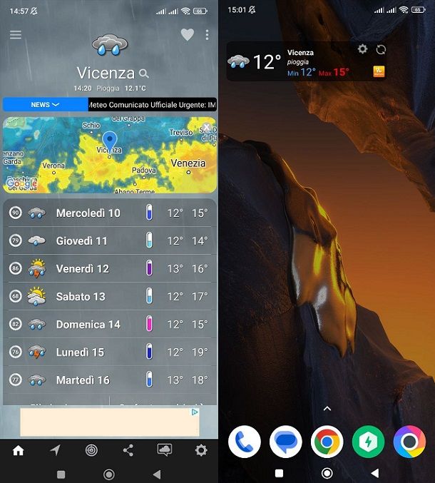 App ilMeteo Widget piccolo Android