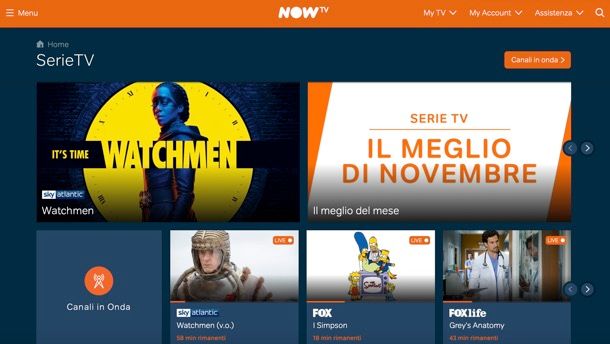 Vedere NOW TV