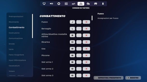 Combattimento tastiera Fortnite PC