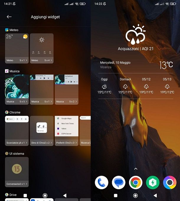 Secondo widget integrato meteo Android Xiaomi