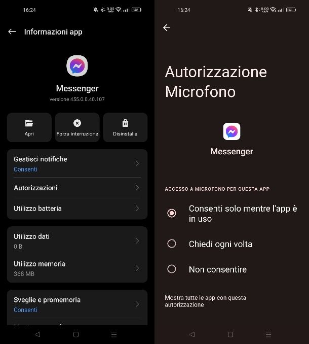 Come attivare microfono Messenger