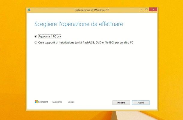 Come aggiornare Windows 8 a Windows 10