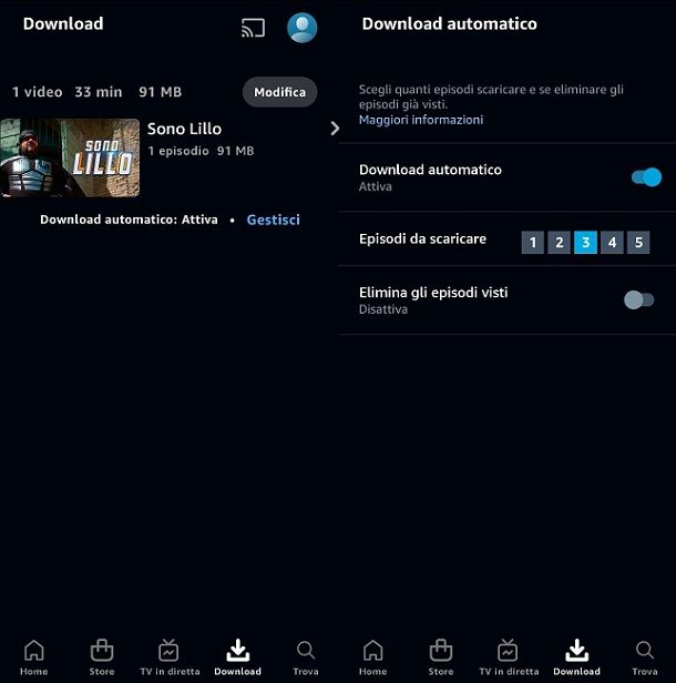 Download automatici Amazon Prime Video