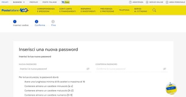 Recuperare password Poste Italiane