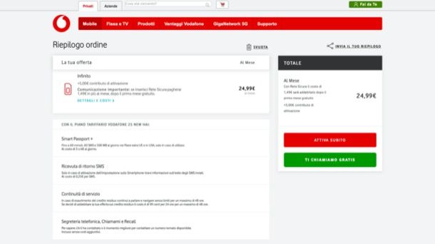 Attivare offerta Vodafone online