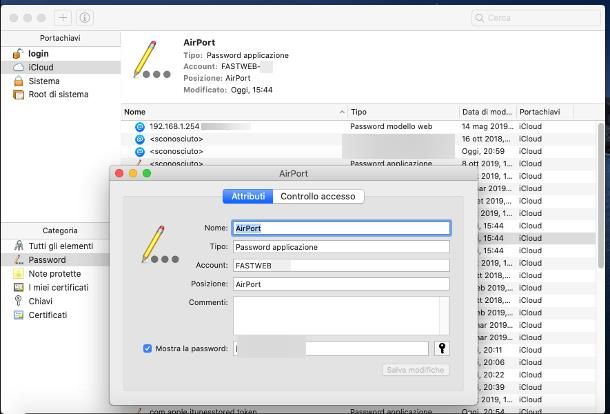Accesso Portachiavi di macOS