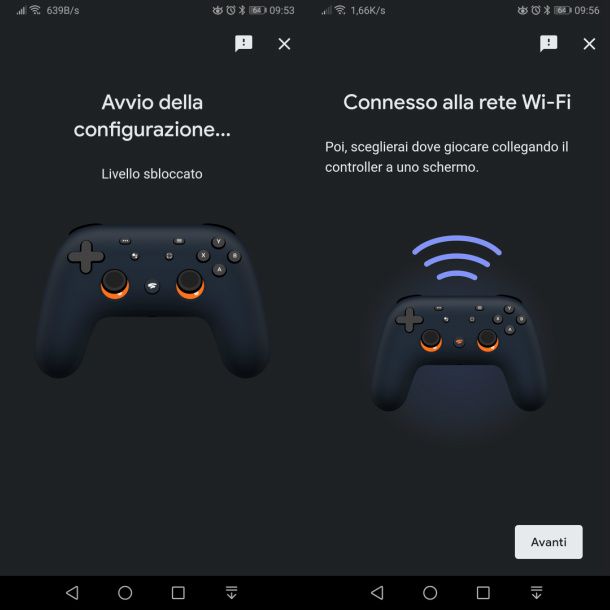 Completamento configurazione Controller Stadia