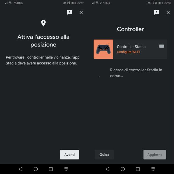 Configurazione controller Stadia