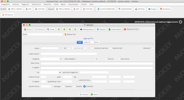 Installazione Invoicex