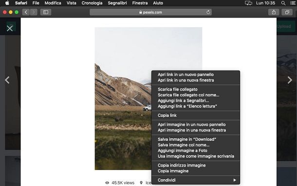 Salvare immagini da Internet su Mac