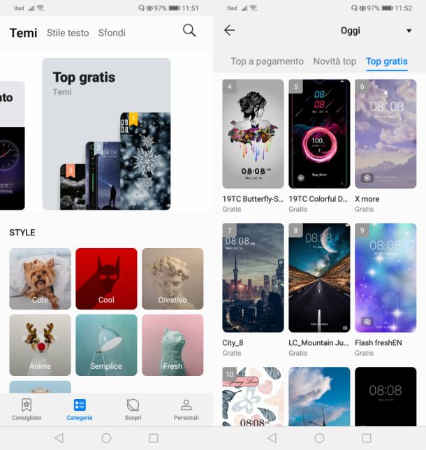 Temi gratis su Huawei