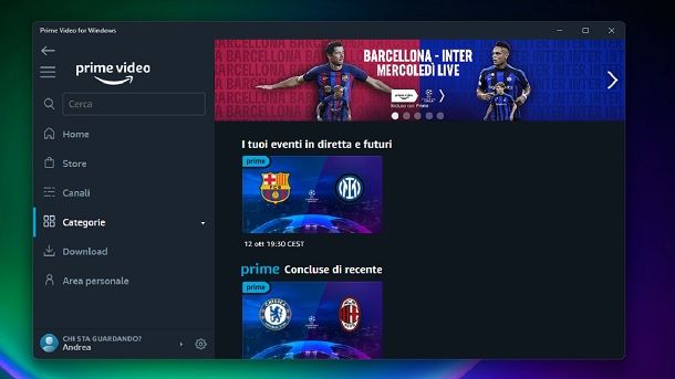 App per vedere calcio gratis su PC Amazon Prime Video
