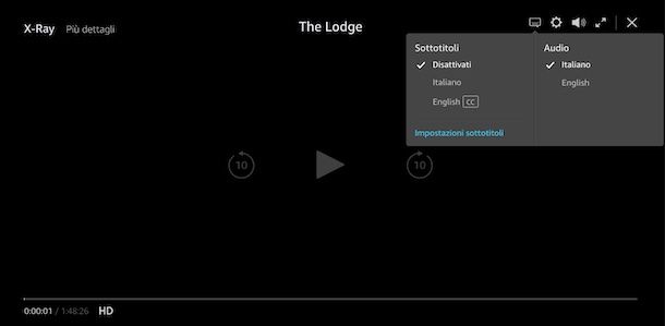 Disattivare sottotitoli Prime Video