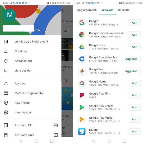 Eliminare app Android