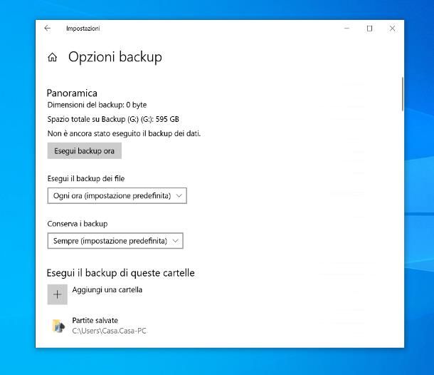 Come fare backup PC Windows 10