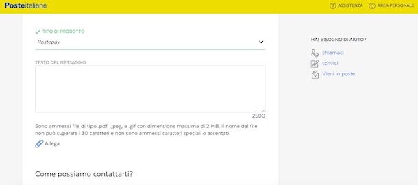 Contattare Poste Italiane tramite email