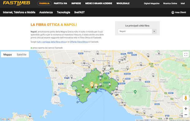 Mappa copertura Fastweb