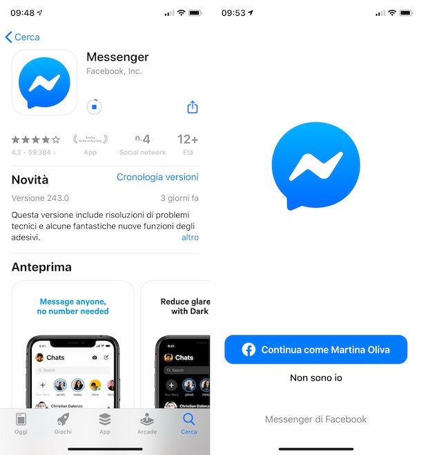 Messenger su iPhone