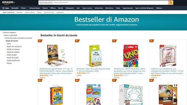 Siti per giochi da tavolo Amazon