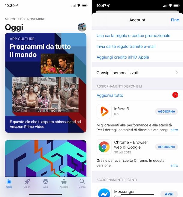 aggiornare app iOS