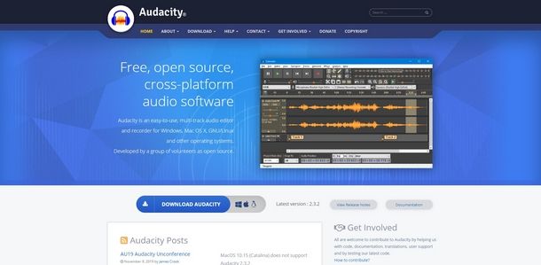 Scaricare Audacity per fare mashup