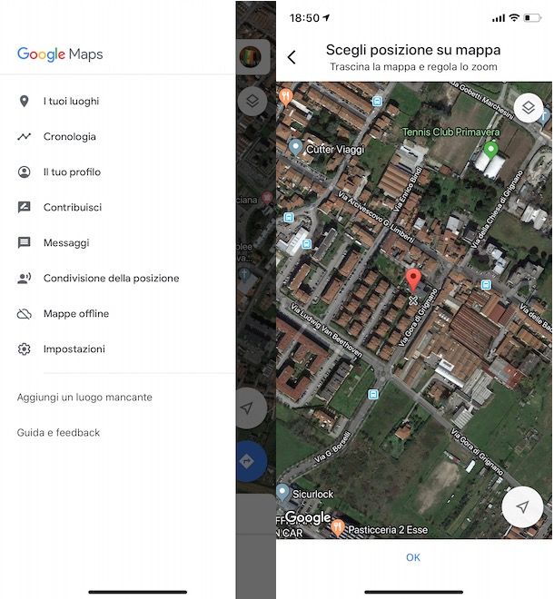 Aggiornare posizione Google Maps