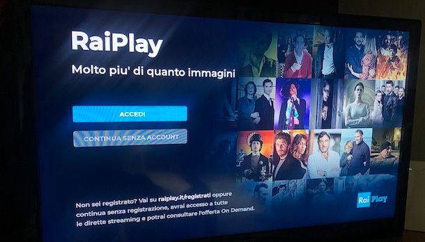 Accedere a RaiPlay da TV