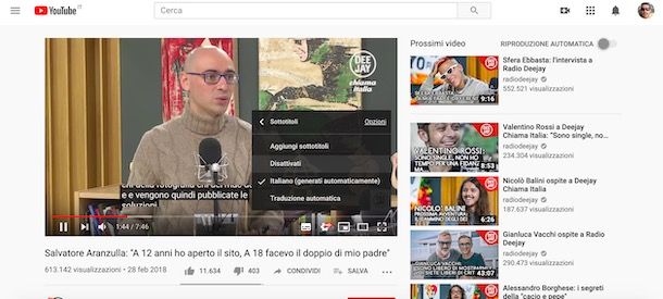 Sottotitoli YouTube