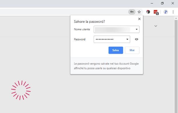 Come memorizzare password Chrome