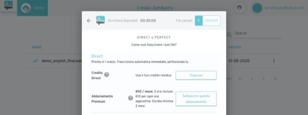 Avviare la trascrizione su Amberscript