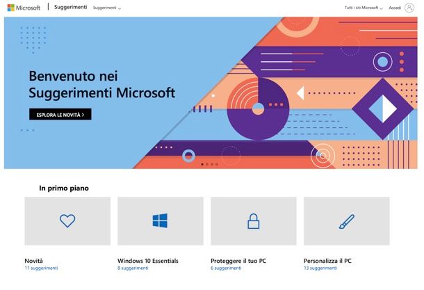 Suggerimenti Microsoft